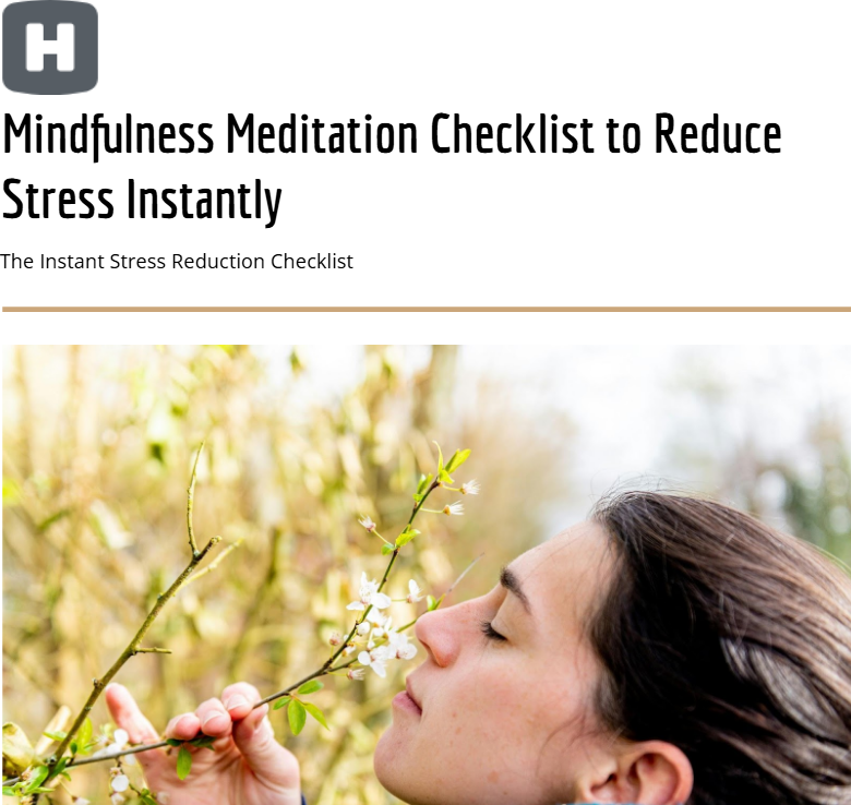 Mindfulness Meditation Checklist Reduce Stress Instantly FREE Download